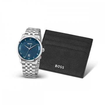 BOSS Principle 41mm Quartz Watch and Leather Card Holder Gift Set 1570178