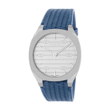 Gucci 25H Stainless Steel Leather Quartz Unisex 34mm Watch YA163422