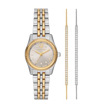 Michael Kors Lexington Pavé Two-Tone 26mm Watch and Slider Bracelet Gift Set MK4815SET