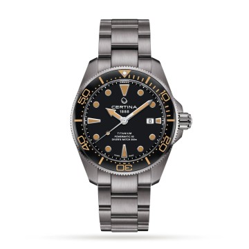 Certina DS Action Diver Mens Watch CO032.607.44.051.00 Black Dial Titanium Bracelet