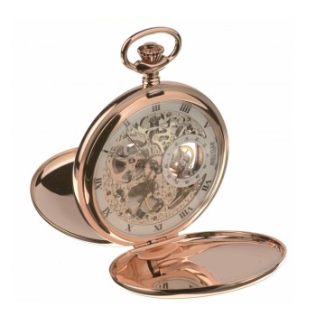 Jean Pierre Rose Gold Plated 17 Jewelled Mechanical Full HUnter Pocket Watch with Chain G252CM