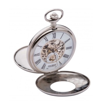Jean Pierre Chrome Plated Double Half Hunter Pocket Watch G257CM