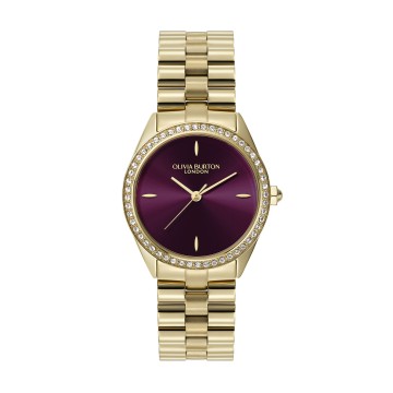 Olivia Burton Sports Luxe 34mm Bejewelled Cherry Lacquer & Gold Bracelet Watch 24000272