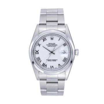 Pre-Owned Rolex Datejust 36mm White Dial Watch 16200