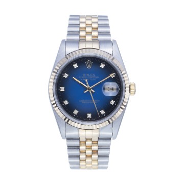 Pre-owned Rolex 36mm Diamond Dial Datejust Watch 16233