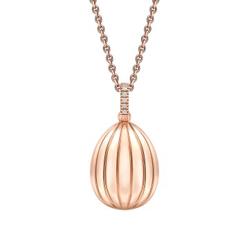 Fabergé Colours of Love Rose Gold Diamond & Ruby Fluted Egg Pendant 1831FP3146/15