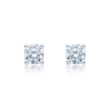 Silver Brilliant Cut Cubic Zirconia Stud Earrings