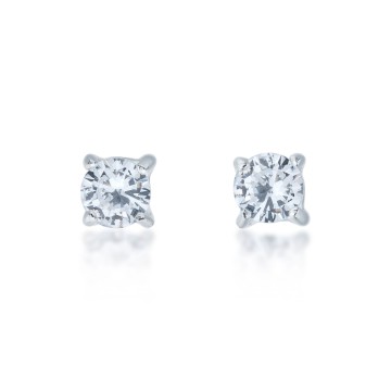 Silver Brilliant Cut Cubic Zirconia Stud Earrings