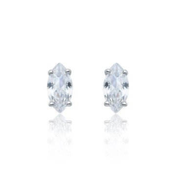 Silver Marquise Cut Cubic Zirconia Stud Earrings