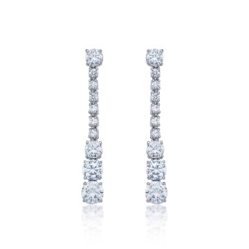 Silver Cubic Zirconia Graduated Drop Earrings
