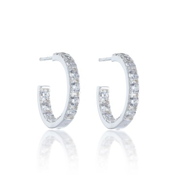 Silver Cubic Zirconia Hoop Earrings