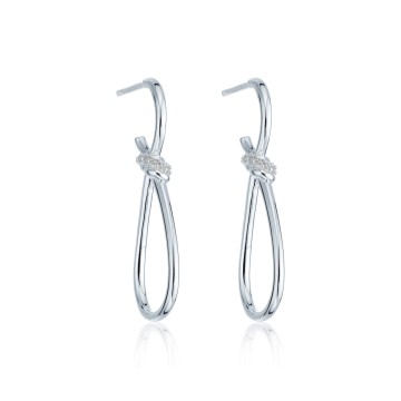 Sterling Silver Loose Knot Cubic Zirconia Drop Earrings
