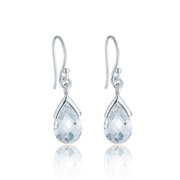 Sterling Silver Cubic Zirconia Teardrop Earrings