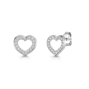 Silver Cubic Zirconia Open Heart Earrings