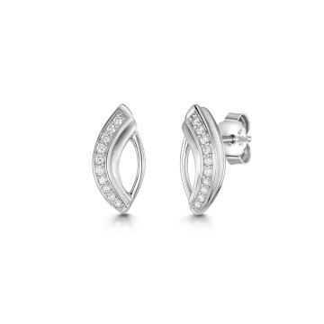 Silver Cubic Zirconia Open Fancy Stud Earrings