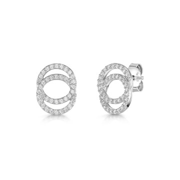 Silver Cubic Zirconia Interlocking Circle Stud Earrings