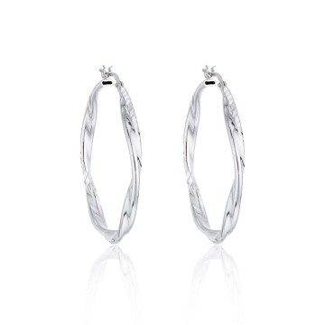 Silver Twist Hoop Earrings