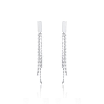 Silver Tassel Drop Earrings