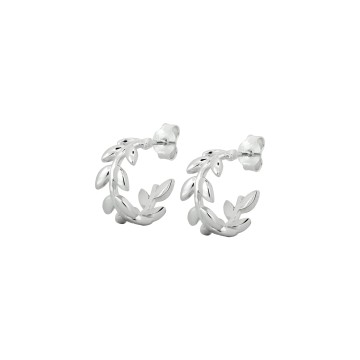 Sterling Silver Leaf Hoop Earrings