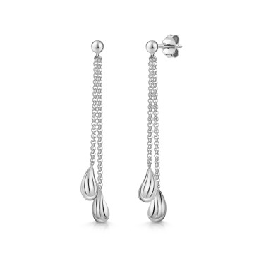 Silver Double Pebble Drop Earrings