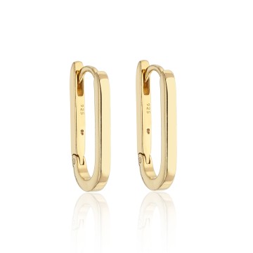 Silver Yellow Gold Plated Rectangular Hoop Earrings