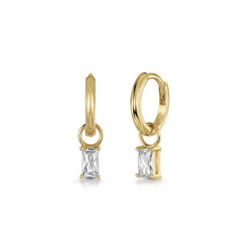 Gold Plated Cubic Zirconia Charm Huggie Hoop Earrings