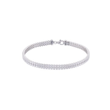 Silver Cubic Zirconia Double Row Tennis Bracelet