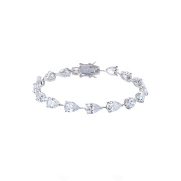 Silver Pear Cut Cubic Zirconia Bracelet