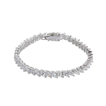 Silver Cubic Zirconia Marquise Cut Bracelet