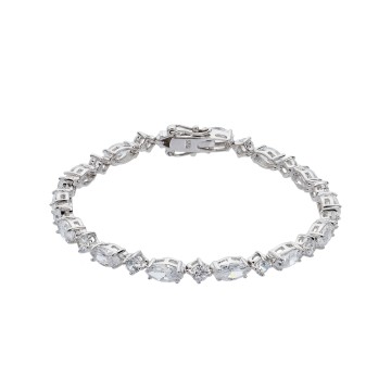 Silver Cubic Zirconia Mixed Cut Bracelet