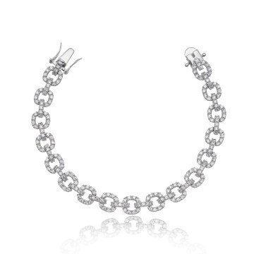 Silver Cubic Zirconia Chain Link Bracelet