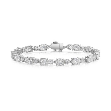 Silver Cubic Zirconia Tennis Style Bracelet