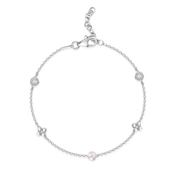 Silver Cubic Zirconia Clover Bracelet