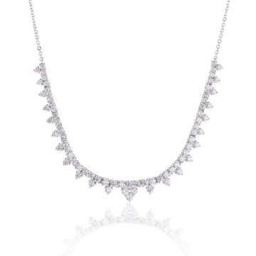 Silver Cubic Zirconia Fancy Drop Necklet