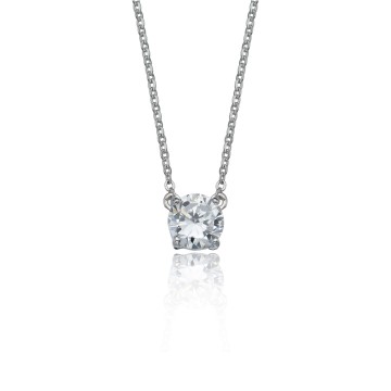Silver Cubic Zirconia Solitaire Necklace
