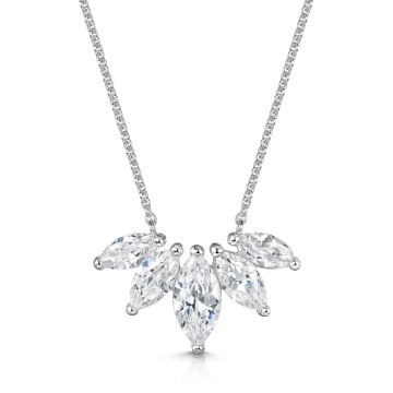 Silver Cubic Zirconia Marquise Pendant