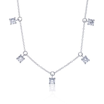 Silver Round Cubic Zirconia Necklet