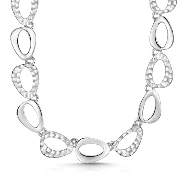 Silver Textured Chain Link Necklet