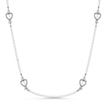 Silver Stationed Heart Necklet