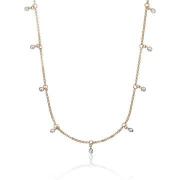 14ct Yellow Gold Plated Sky Blue Topaz Charm Necklace