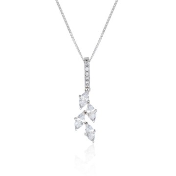 Silver Marquise Cut Cubic Zirconia Drop Pendant