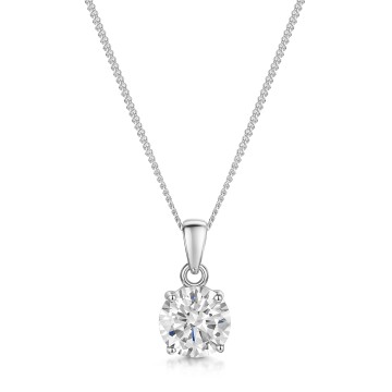 Silver Cubic Zirconia Solitaire Pendant