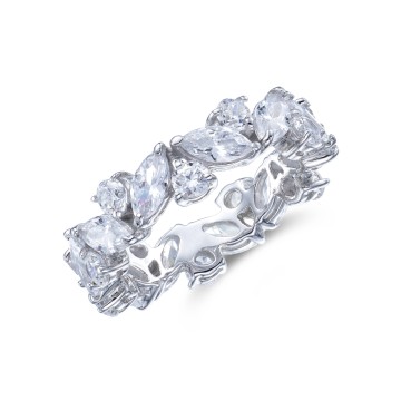 Silver Mix Cut Cubic Zirconia Ring