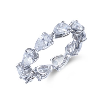 Silver Pear Cut Cubic Zirconia Ring