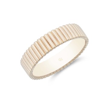 Sterling Silver Yellow Gold Plated Ridged Ring