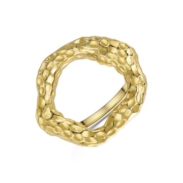 Yellow Gold Plated Hammered Open Ring
