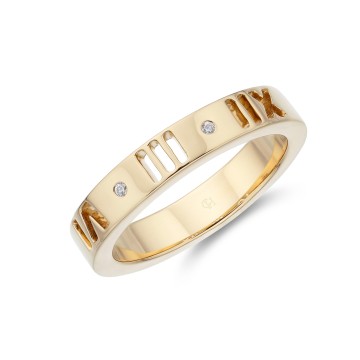 Yellow Gold Plated Roman Numeral CZ Ring
