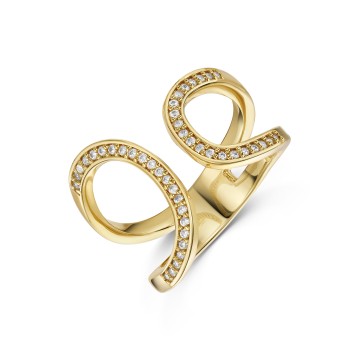 Yellow Gold Plated Cubic Zirconia Open Curve Ring