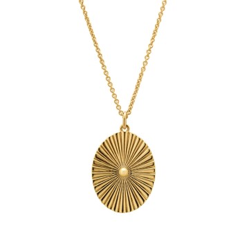 Sterling Silver Yellow Gold Plated Oval Fan Pendant
