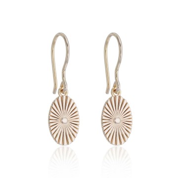 Silver Yellow Gold Plated Oval Fan drop Earrings